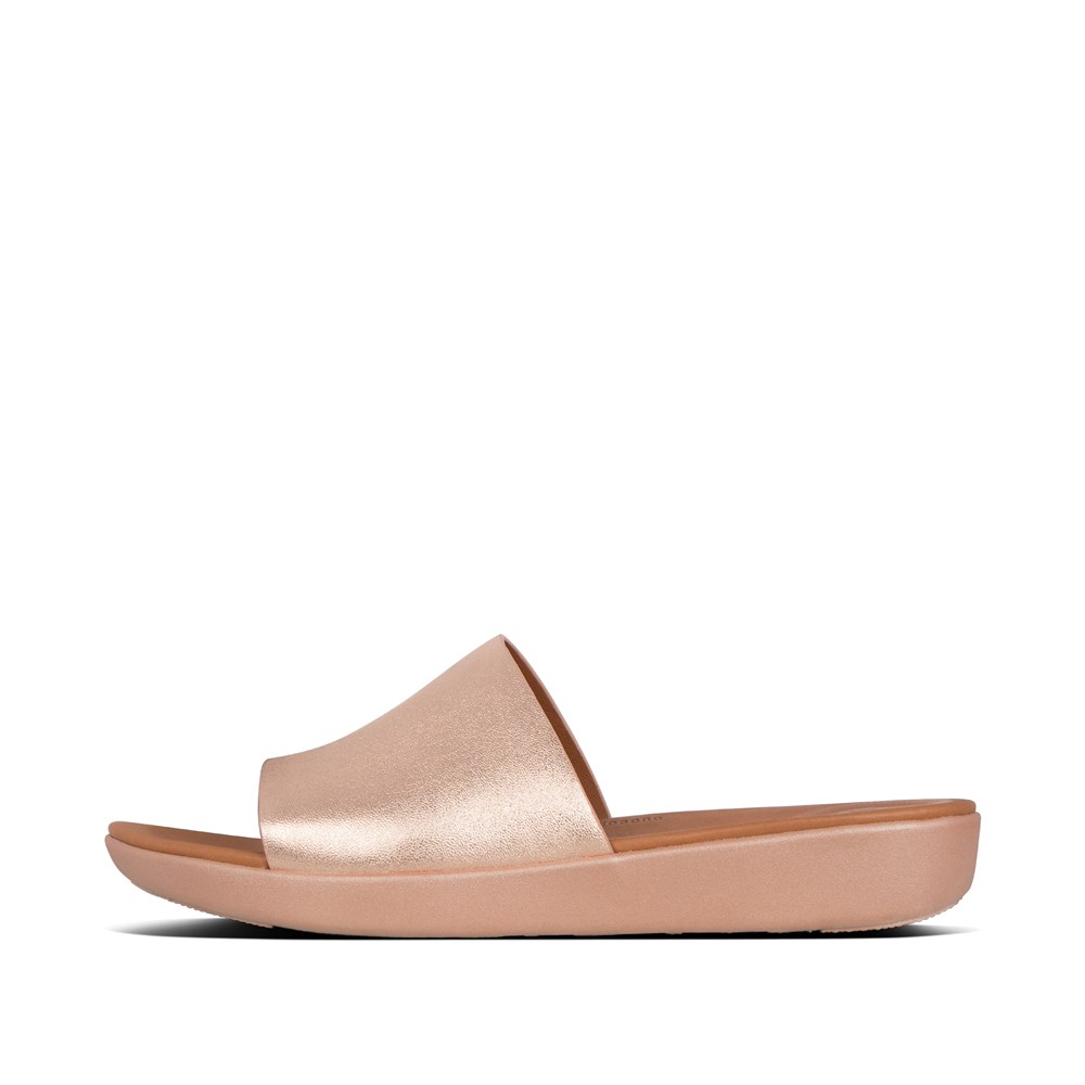 Fitflop Womens Slides Rose Gold - Sola Leather - 18CDTSQAK